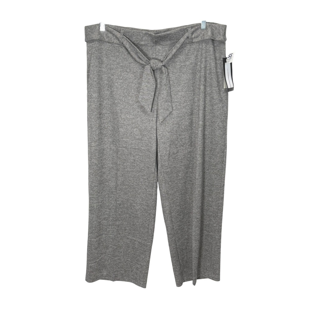New York Clothing Company NEW Grey Textured Wide Leg‎ Cropped Pants Plus Size 3X